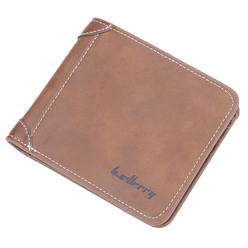 Men's short two fold loose-leaf wallet baellerry men's simple vertical large capacity wallet High sense