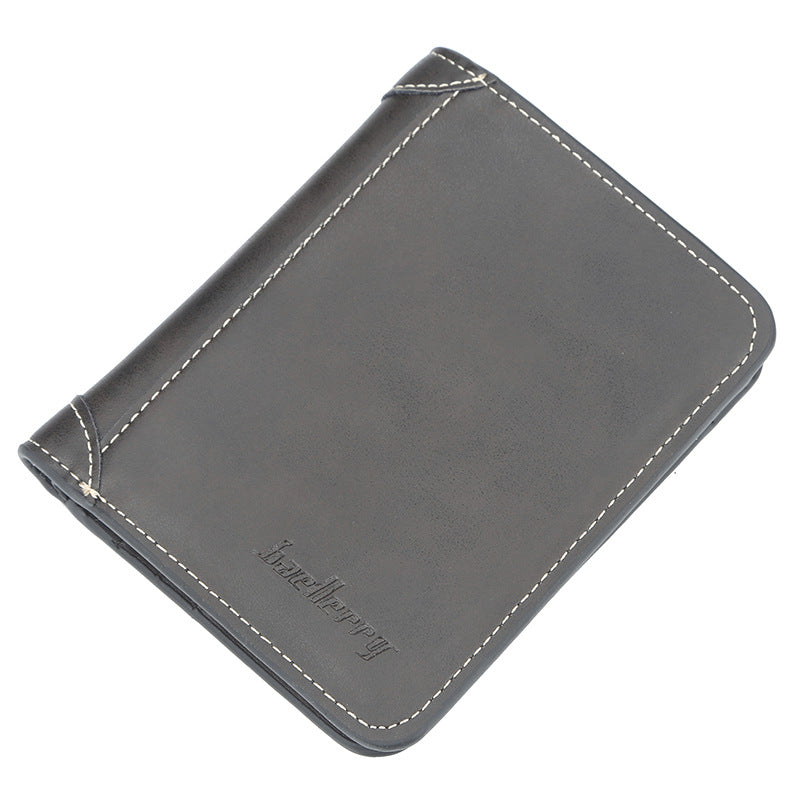 Men's short two fold loose-leaf wallet baellerry men's simple vertical large capacity wallet High sense