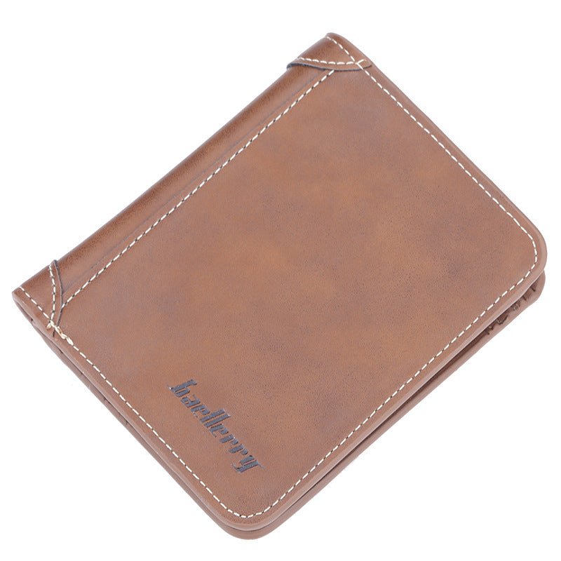 Men's short two fold loose-leaf wallet baellerry men's simple vertical large capacity wallet High sense