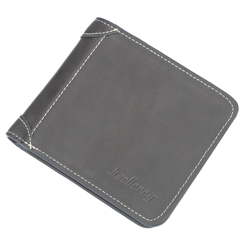Men's short two fold loose-leaf wallet baellerry men's simple vertical large capacity wallet High sense