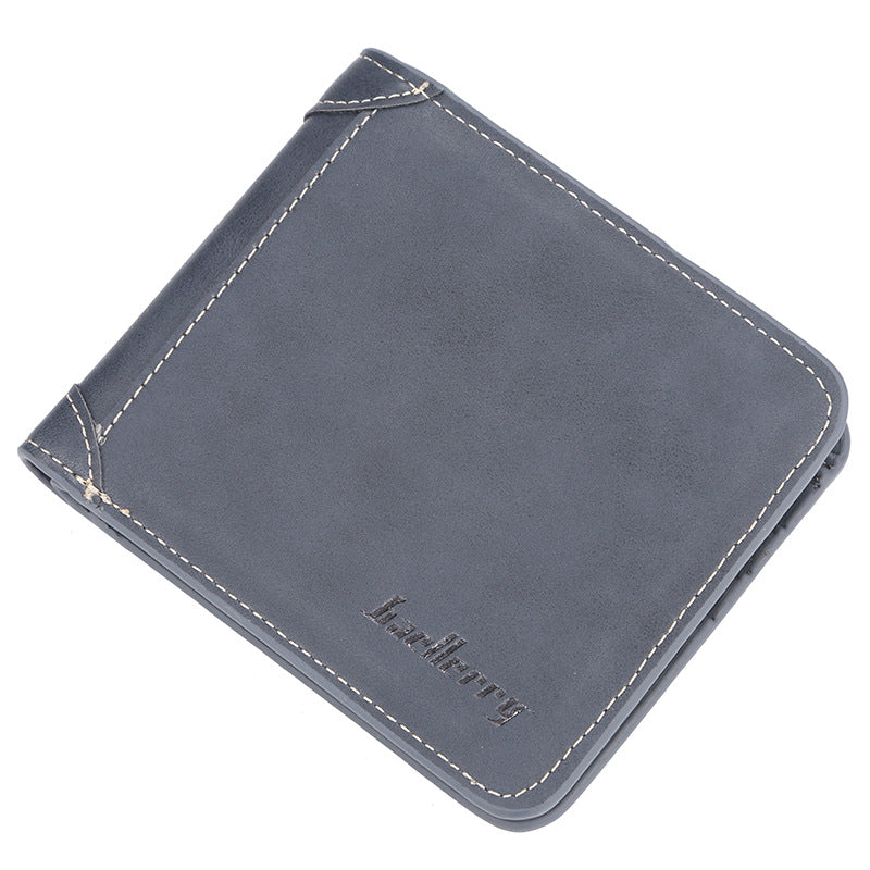 Men's short two fold loose-leaf wallet baellerry men's simple vertical large capacity wallet High sense