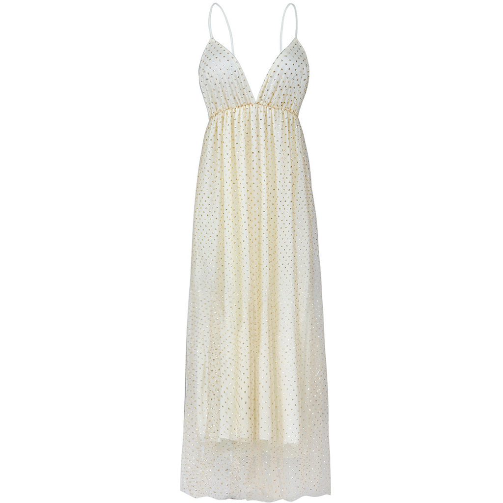 European and American Foreign trade new dress wish Amazon hot sexy V-neck strap sequins dress dress long dress