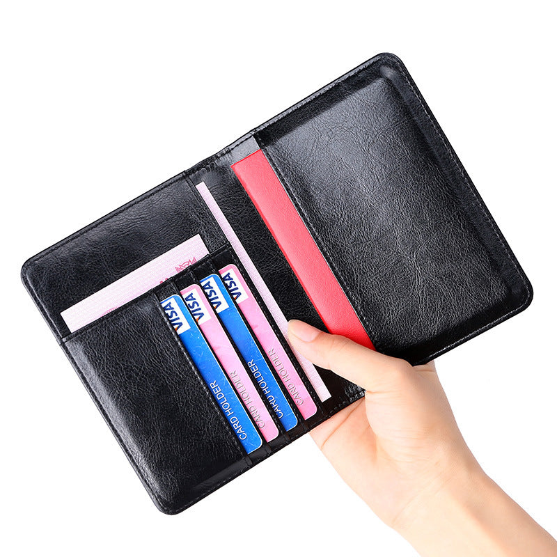 Cross-border travel anti-theft swiping rfid passport holder Crazy Horse leather leisure documents multi-function boarding passport cover
