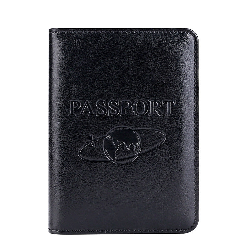 Cross-border travel anti-theft swiping rfid passport holder Crazy Horse leather leisure documents multi-function boarding passport cover