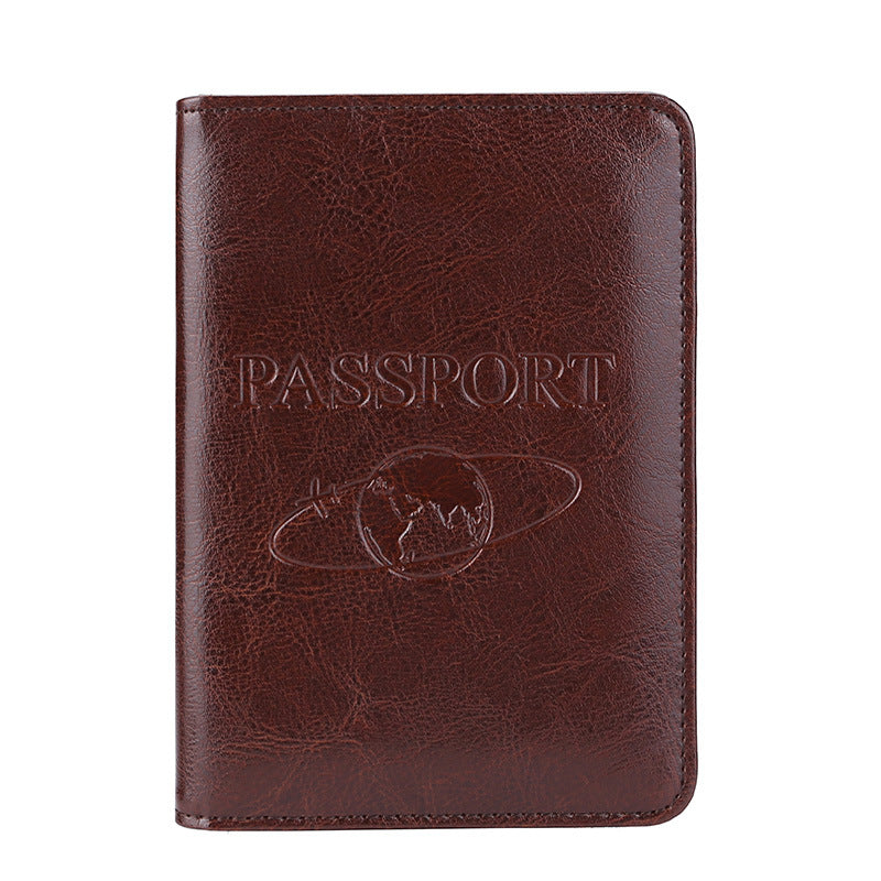 Cross-border travel anti-theft swiping rfid passport holder Crazy Horse leather leisure documents multi-function boarding passport cover