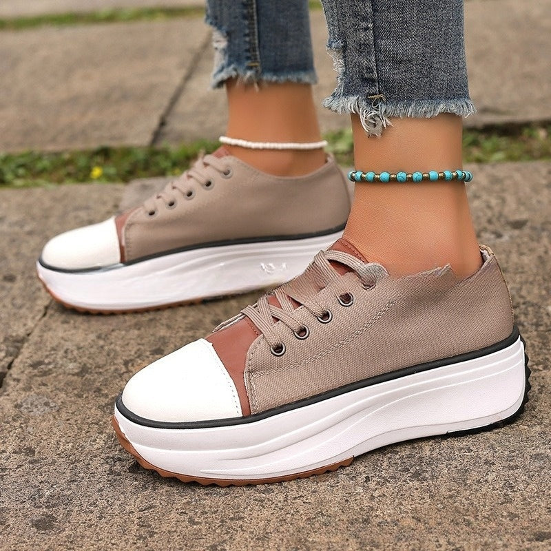 Low-Top Platform Canvas Shoes