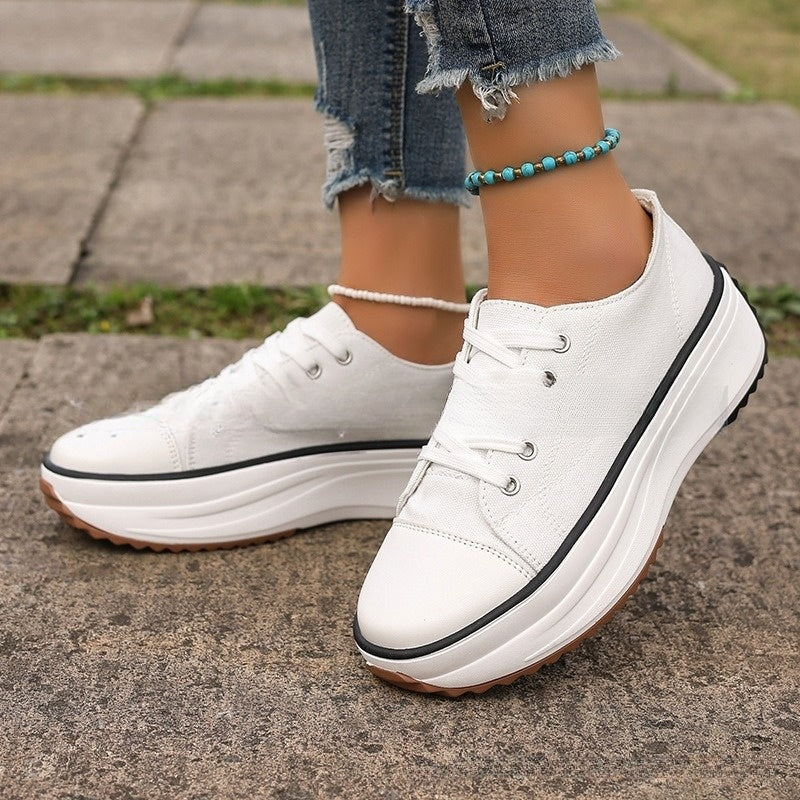 Low-Top Platform Canvas Shoes
