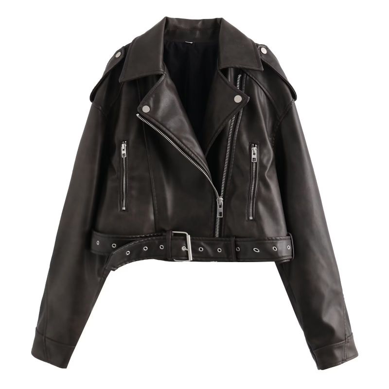 Leather Distressed Lapel Jacket