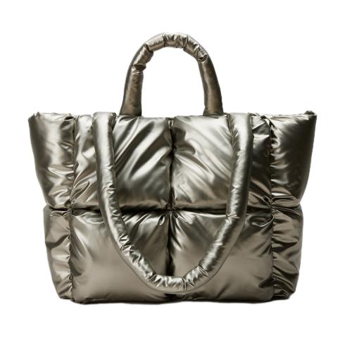 Solid Color Checkered Shoulder Handbag