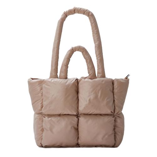 Solid Color Checkered Shoulder Handbag