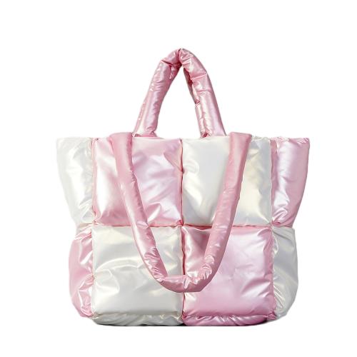 Solid Color Checkered Shoulder Handbag