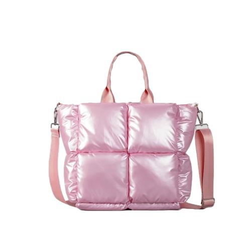 Solid Color Checkered Shoulder Handbag