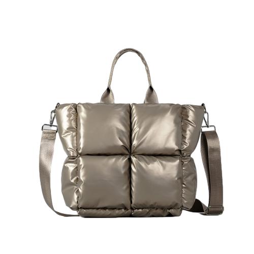 Solid Color Checkered Shoulder Handbag