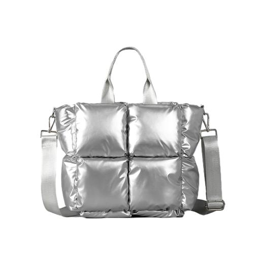 Solid Color Checkered Shoulder Handbag