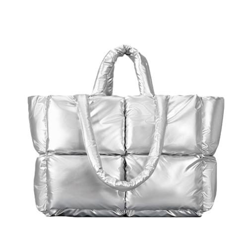 Solid Color Checkered Shoulder Handbag