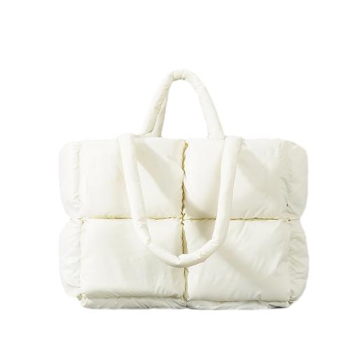 Solid Color Checkered Shoulder Handbag