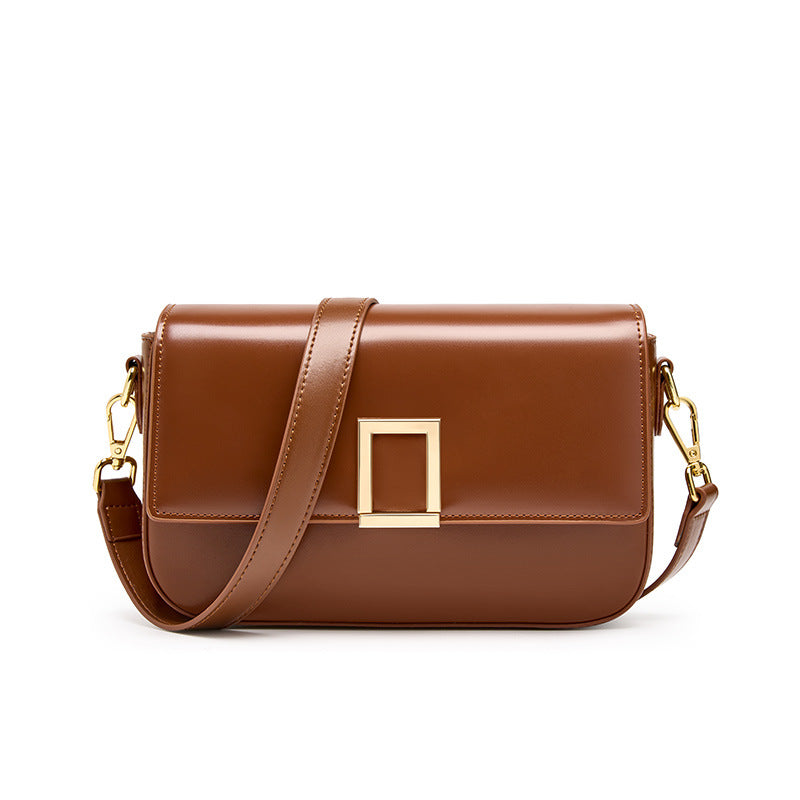 Cowhide Small Square All-Match Leather Shoulder Crossbody Bag