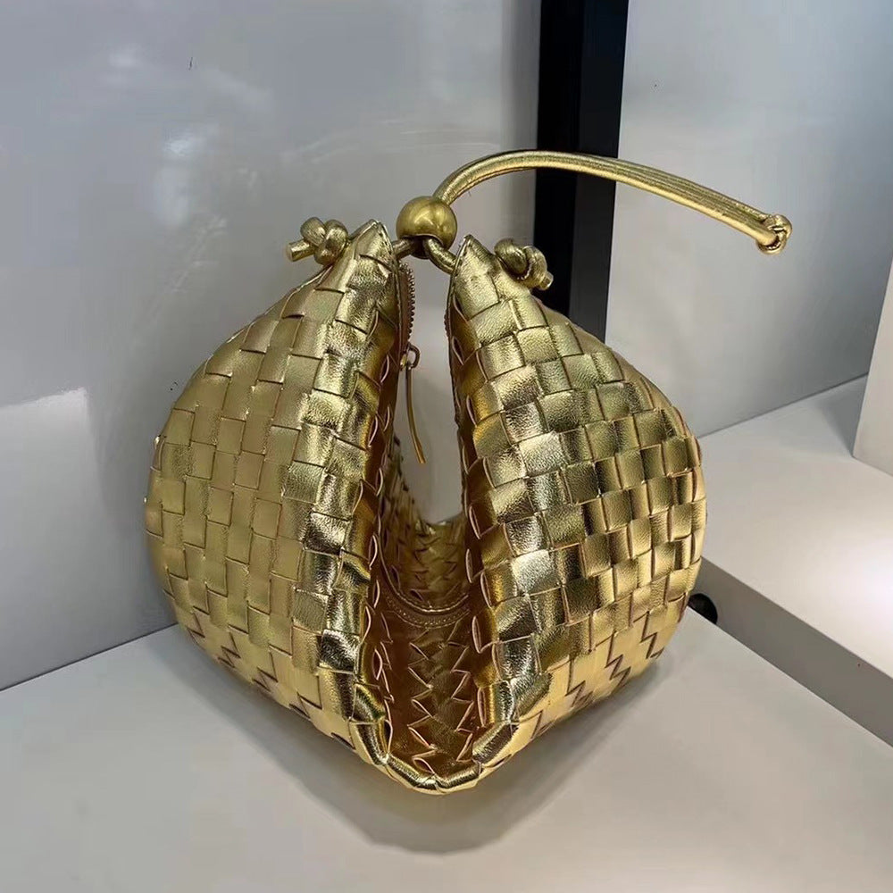 Real Cowhide Woven Underarm Bag