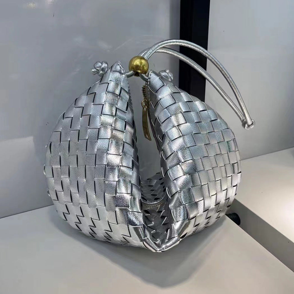 Real Cowhide Woven Underarm Bag