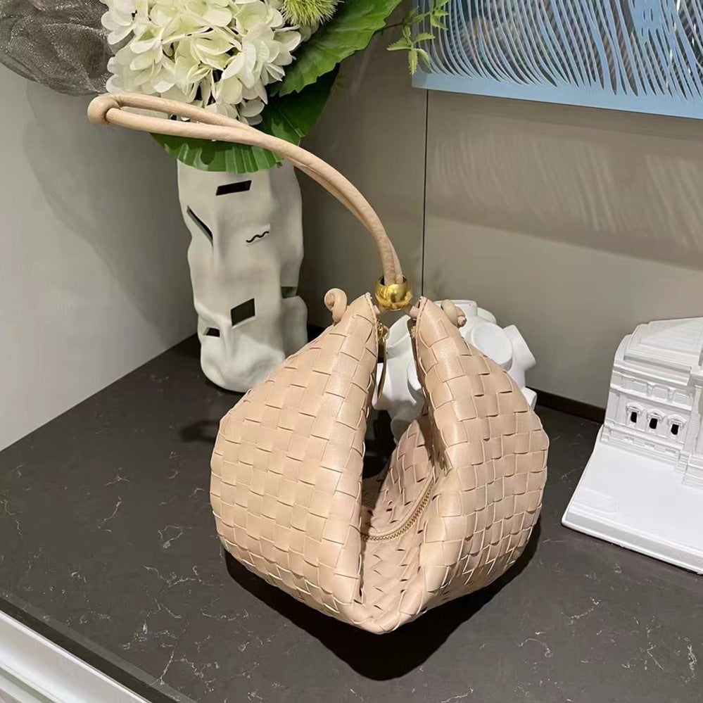 Real Cowhide Woven Underarm Bag