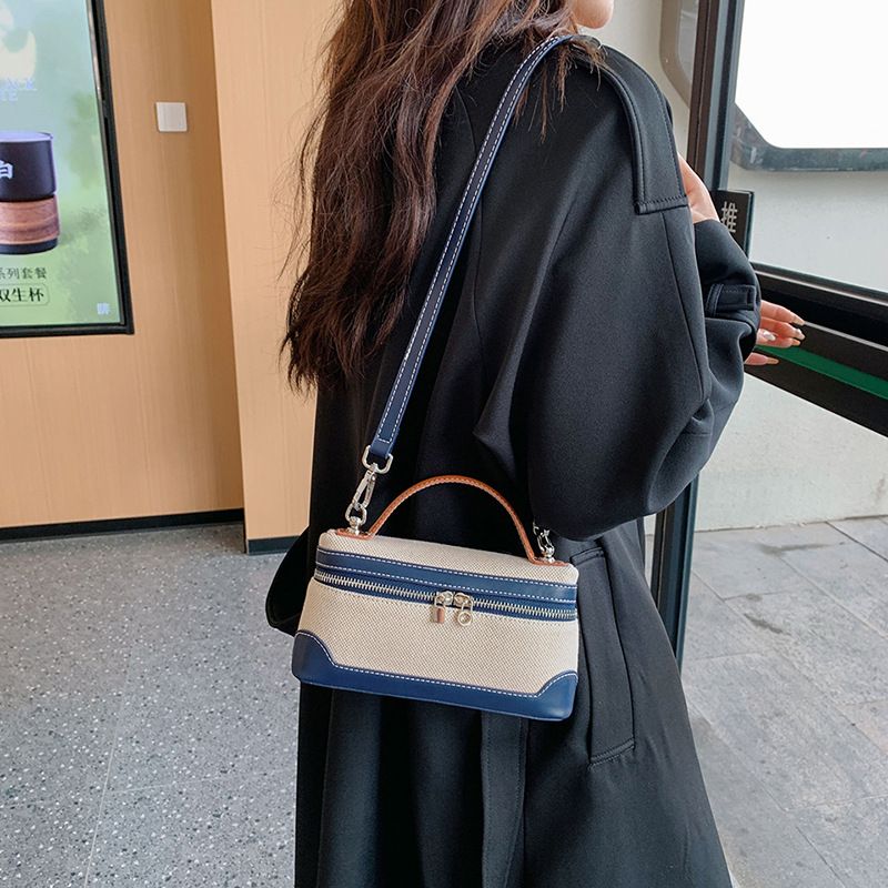 Canvas Contrast Small Square Bag