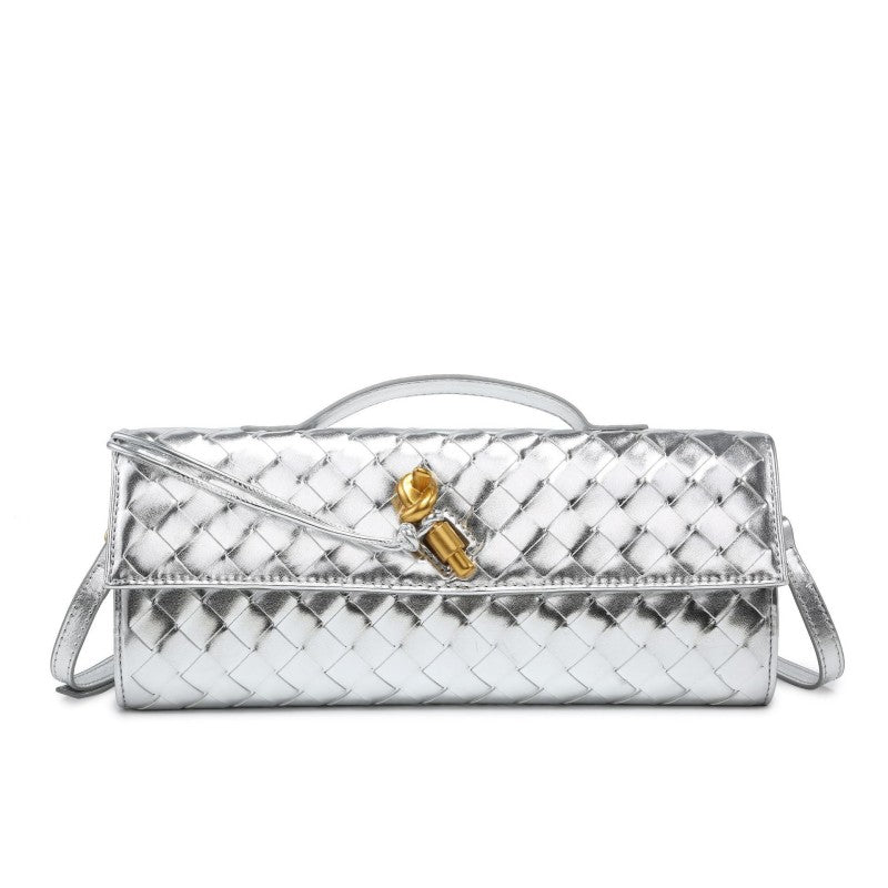 Horizontal Woven Lock Clutch