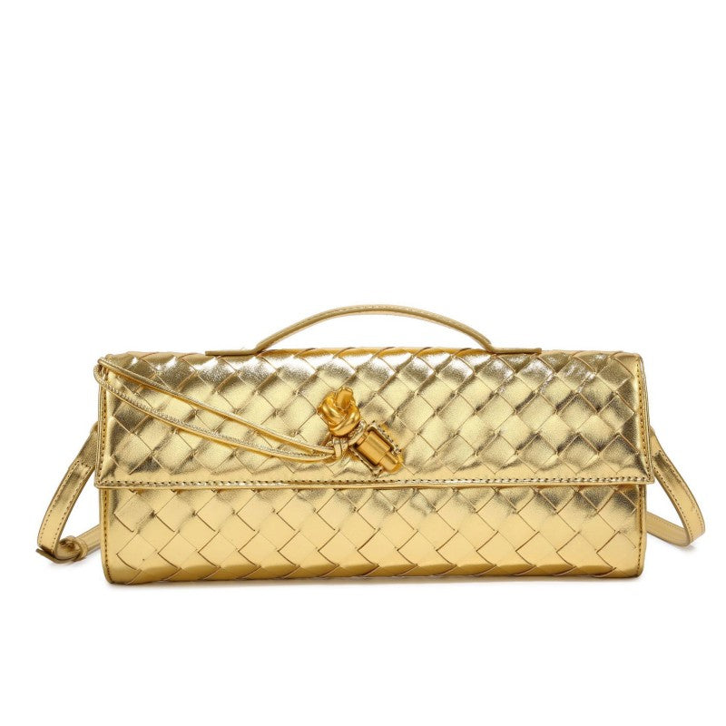 Horizontal Woven Lock Clutch