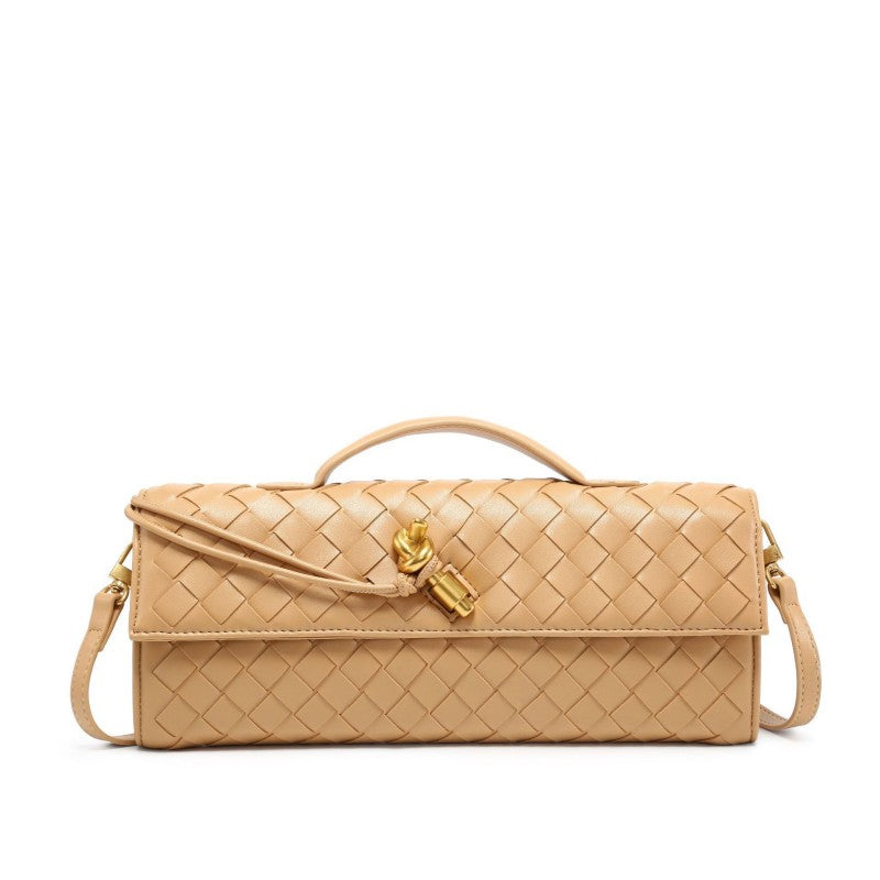 Horizontal Woven Lock Clutch