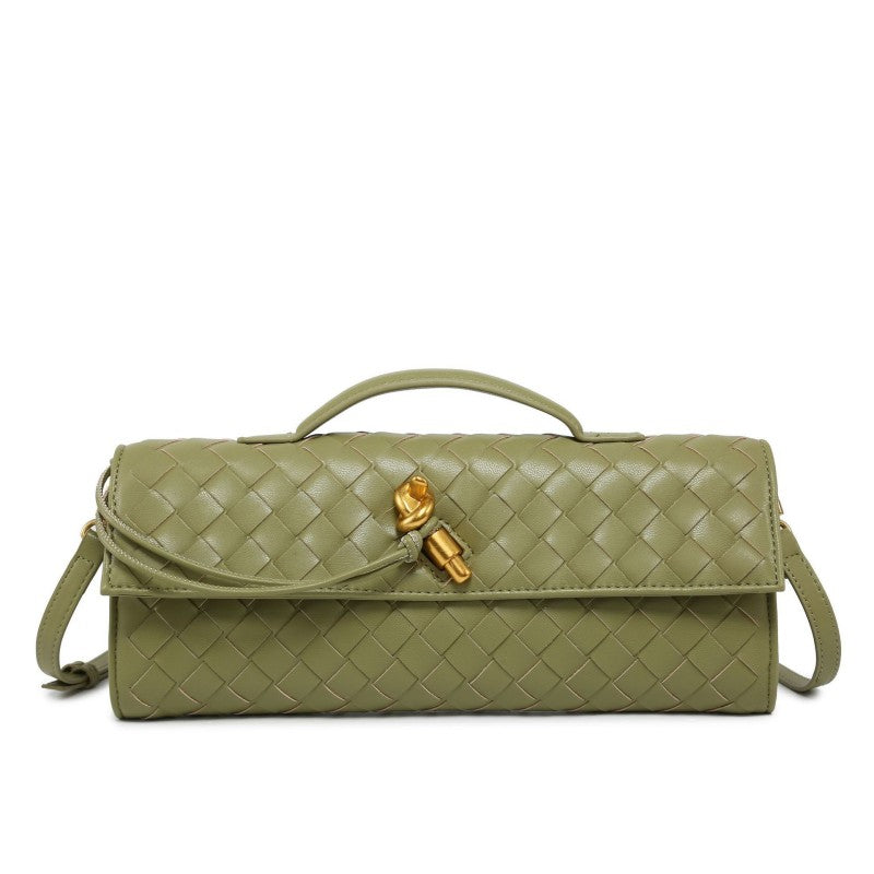 Horizontal Woven Lock Clutch