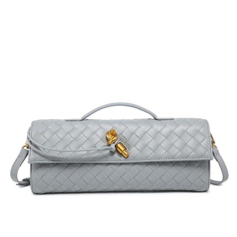Horizontal Woven Lock Clutch