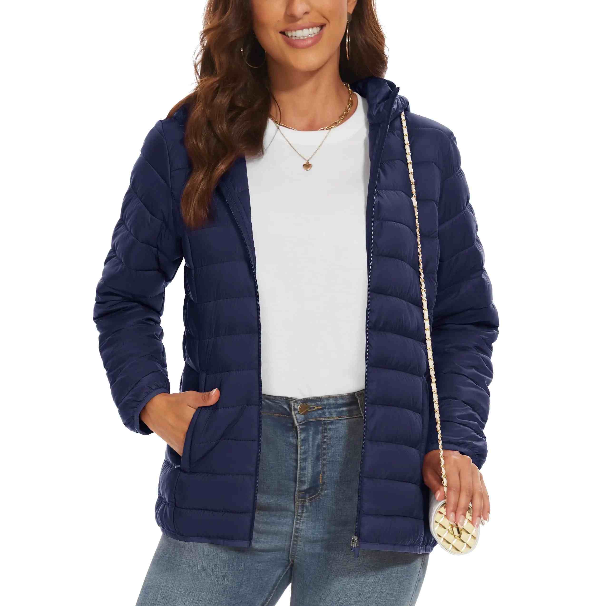 Hooded Solid Color Down Jacket