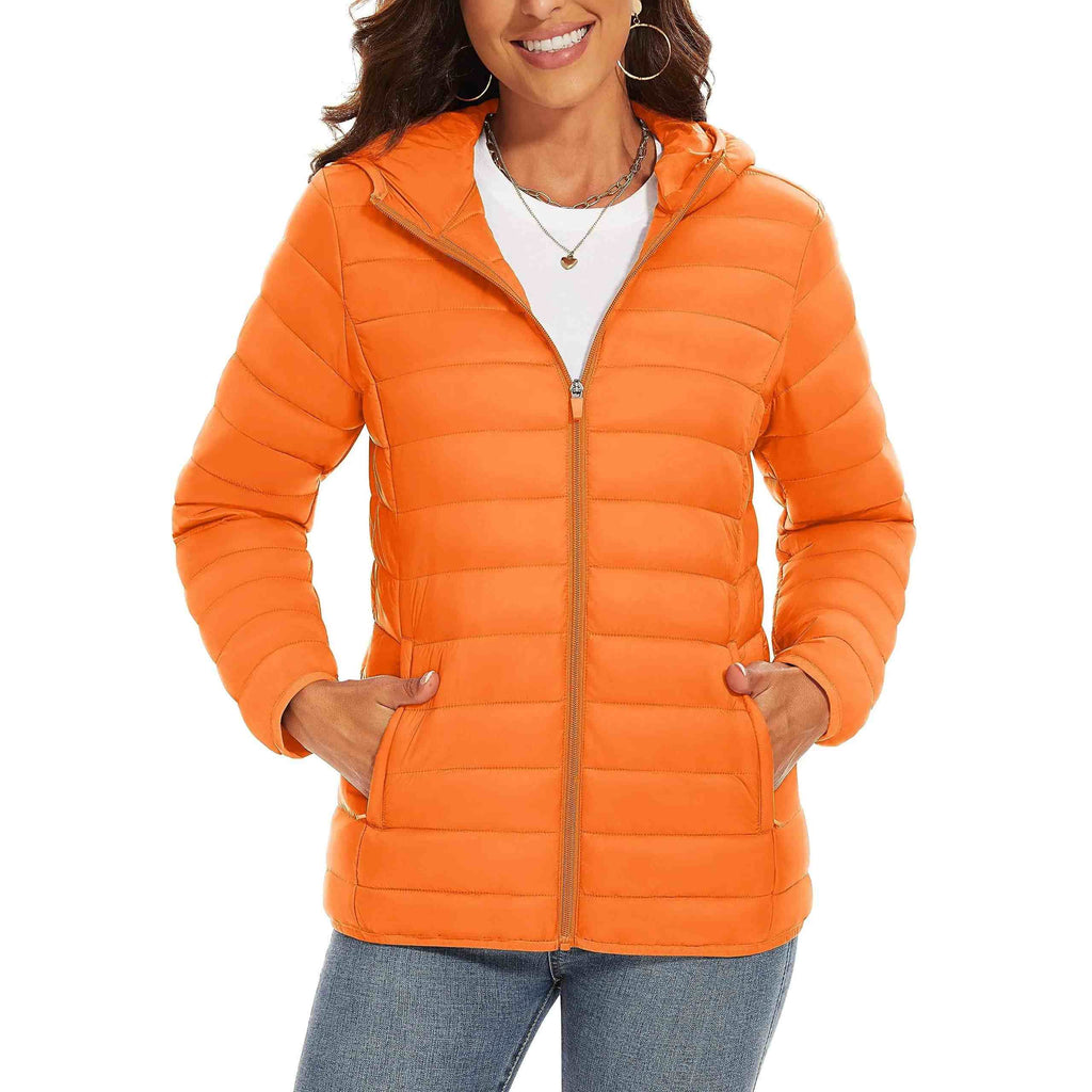 Hooded Solid Color Down Jacket