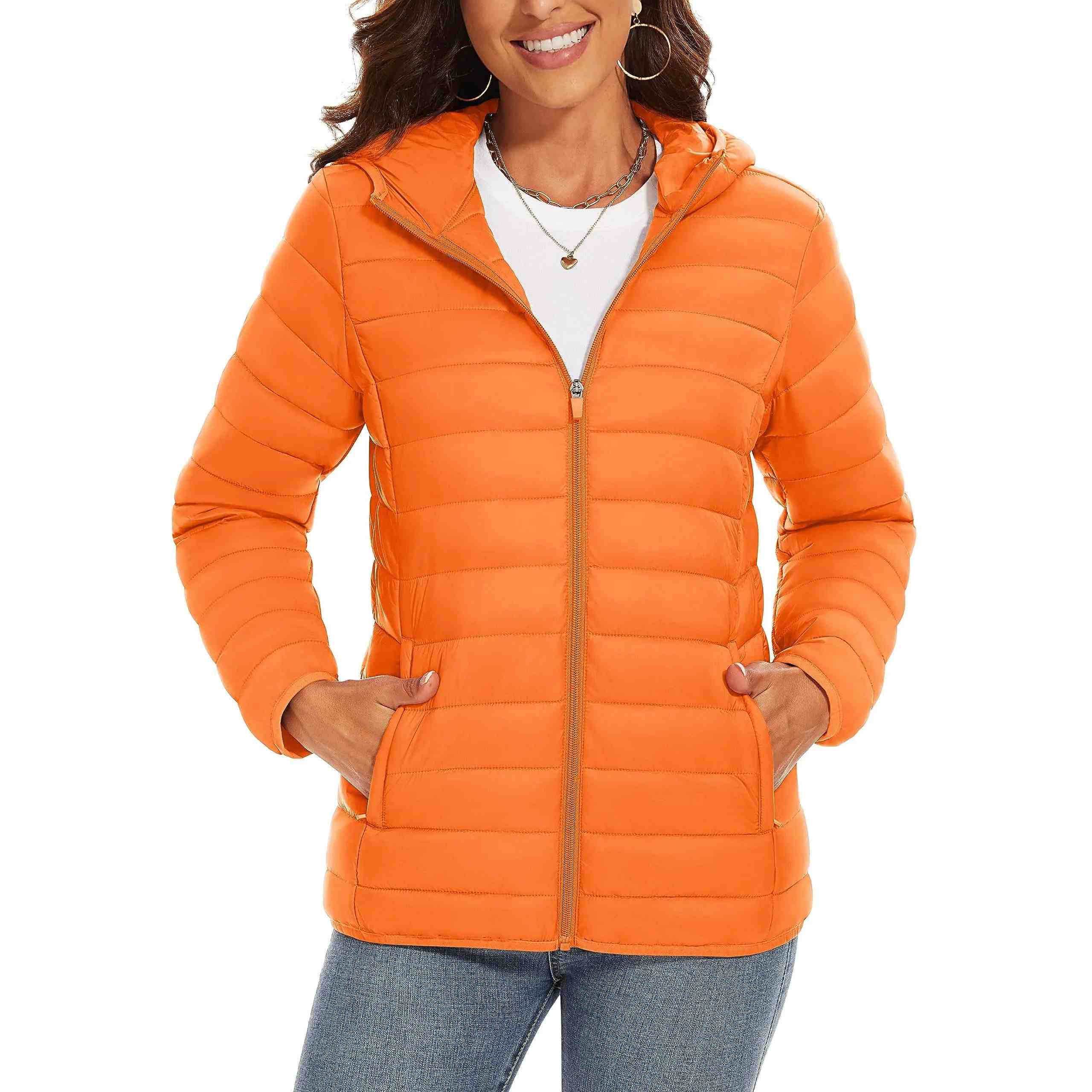 Hooded Solid Color Down Jacket