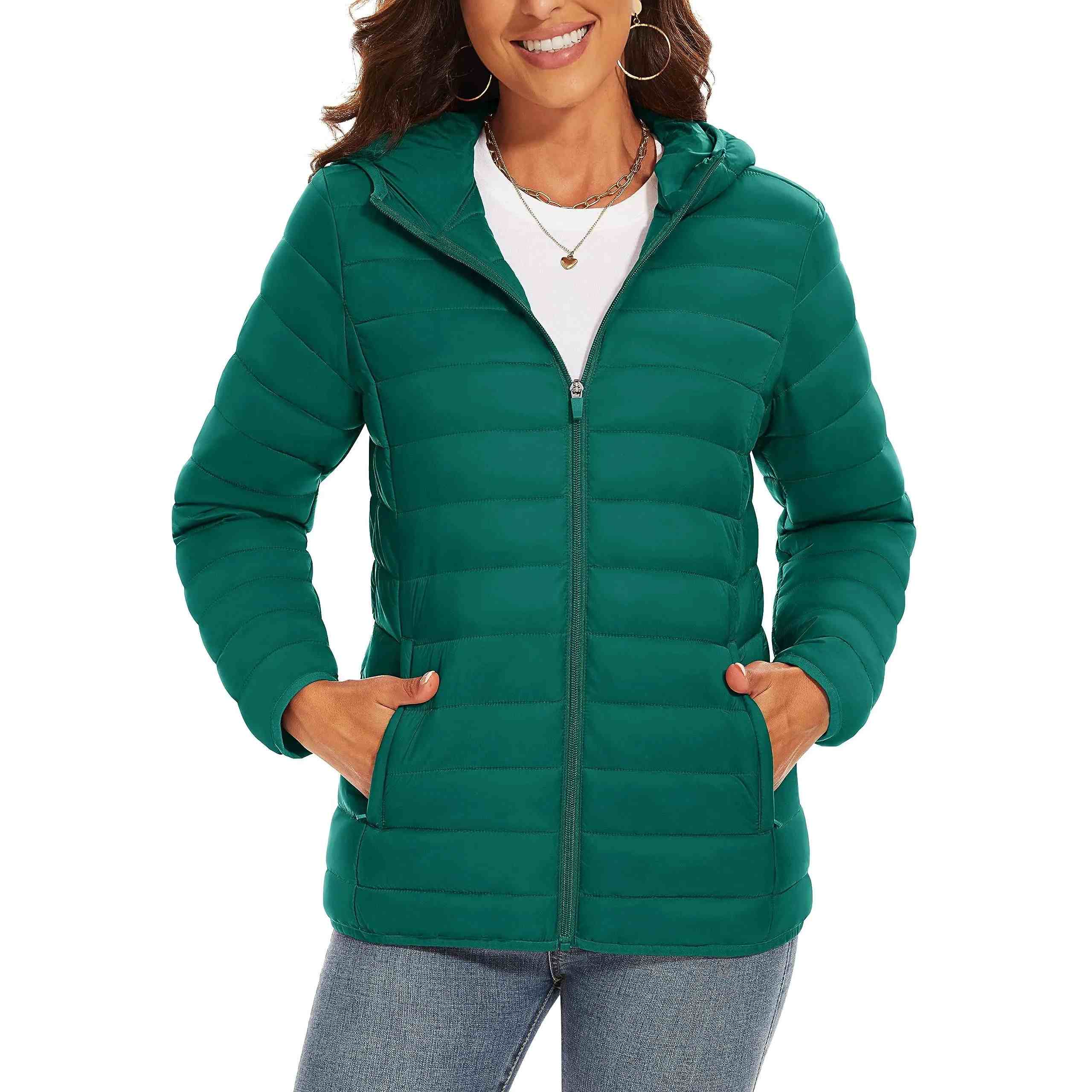 Hooded Solid Color Down Jacket
