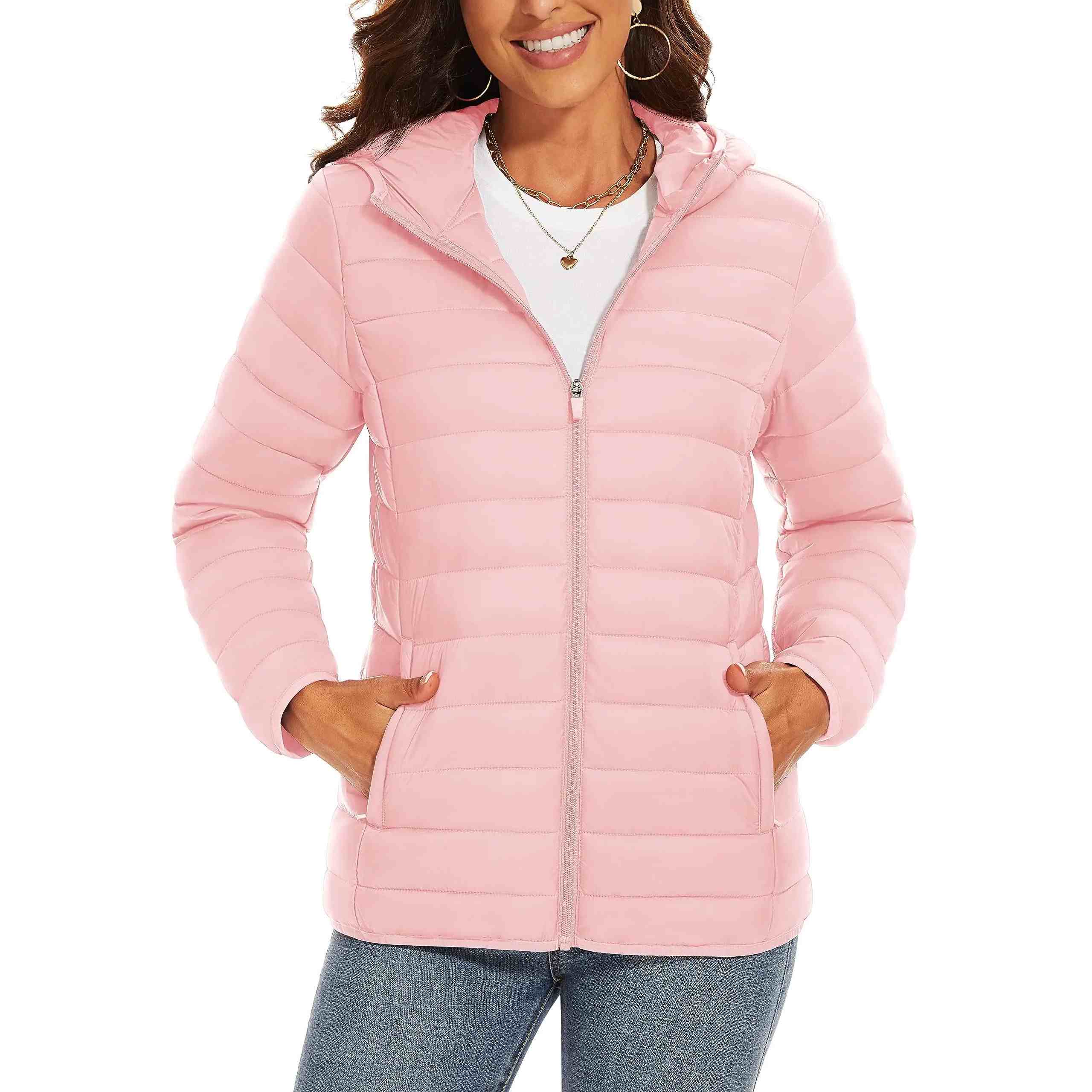 Hooded Solid Color Down Jacket