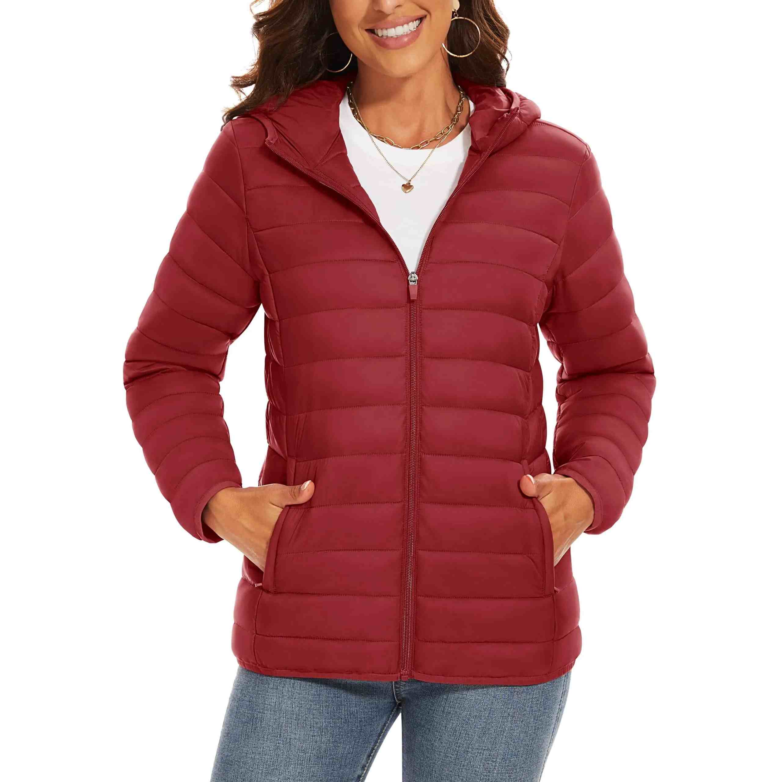 Hooded Solid Color Down Jacket