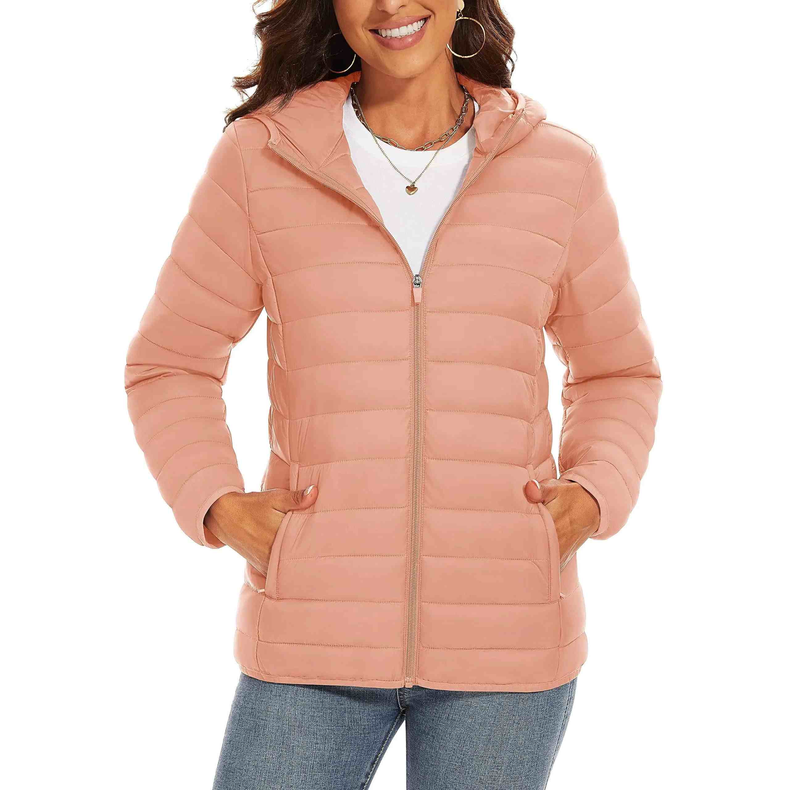 Hooded Solid Color Down Jacket