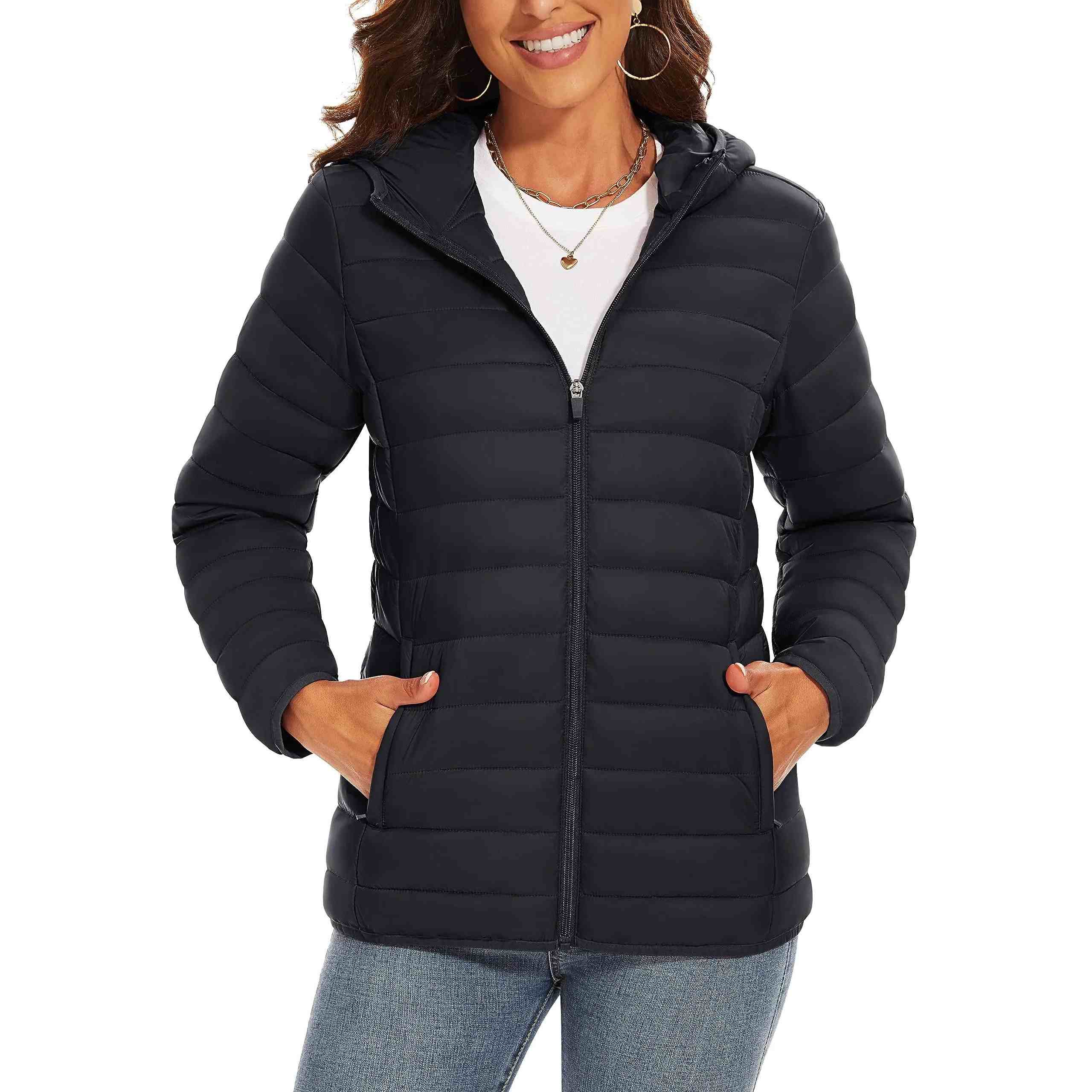 Hooded Solid Color Down Jacket