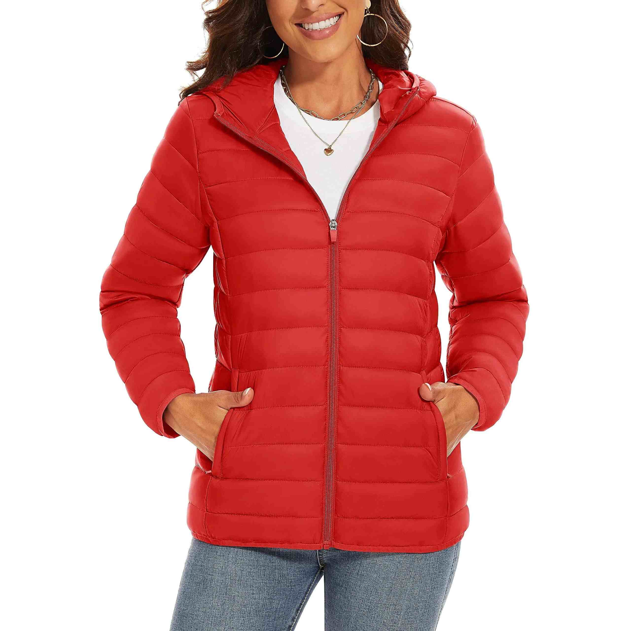 Hooded Solid Color Down Jacket