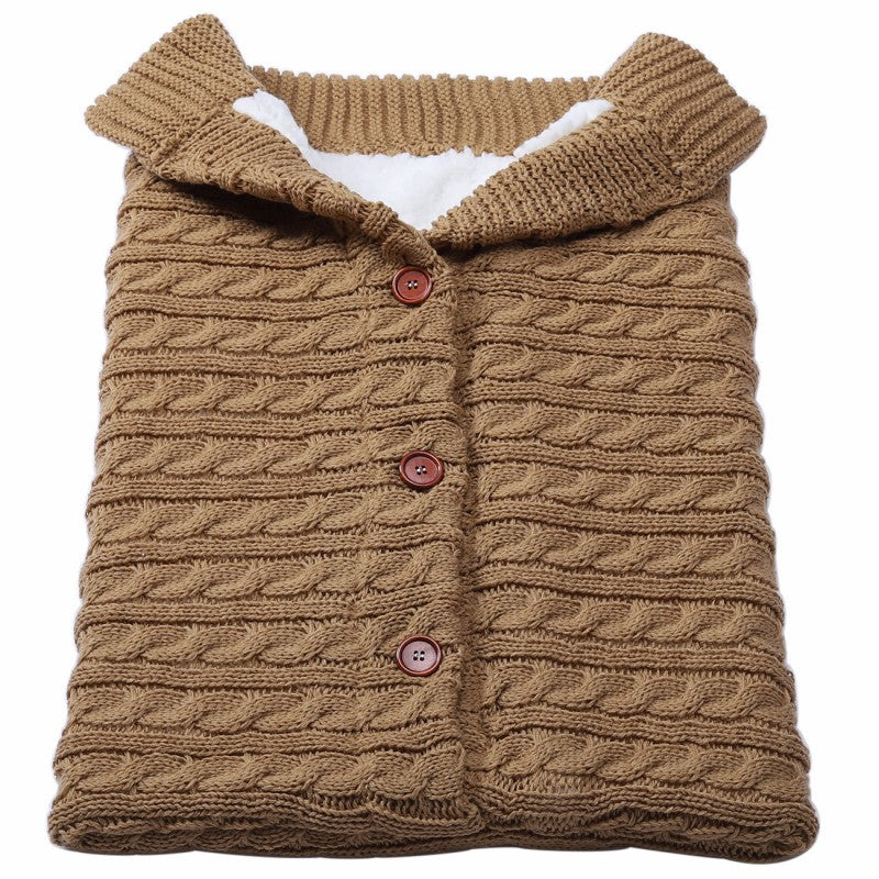 Baby Button Knitted Stroller Sleeping Bag