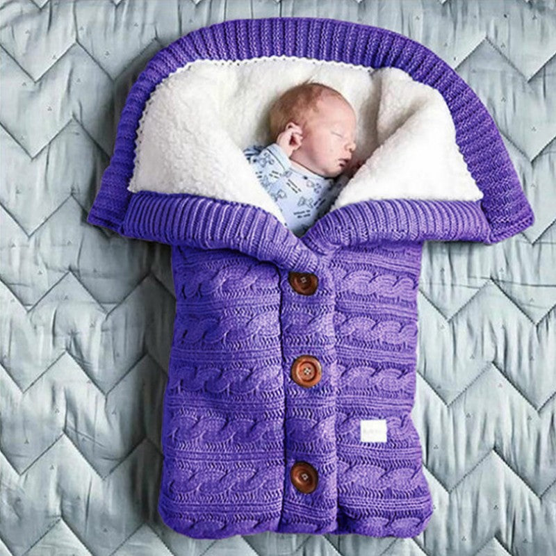 Baby Button Knitted Stroller Sleeping Bag