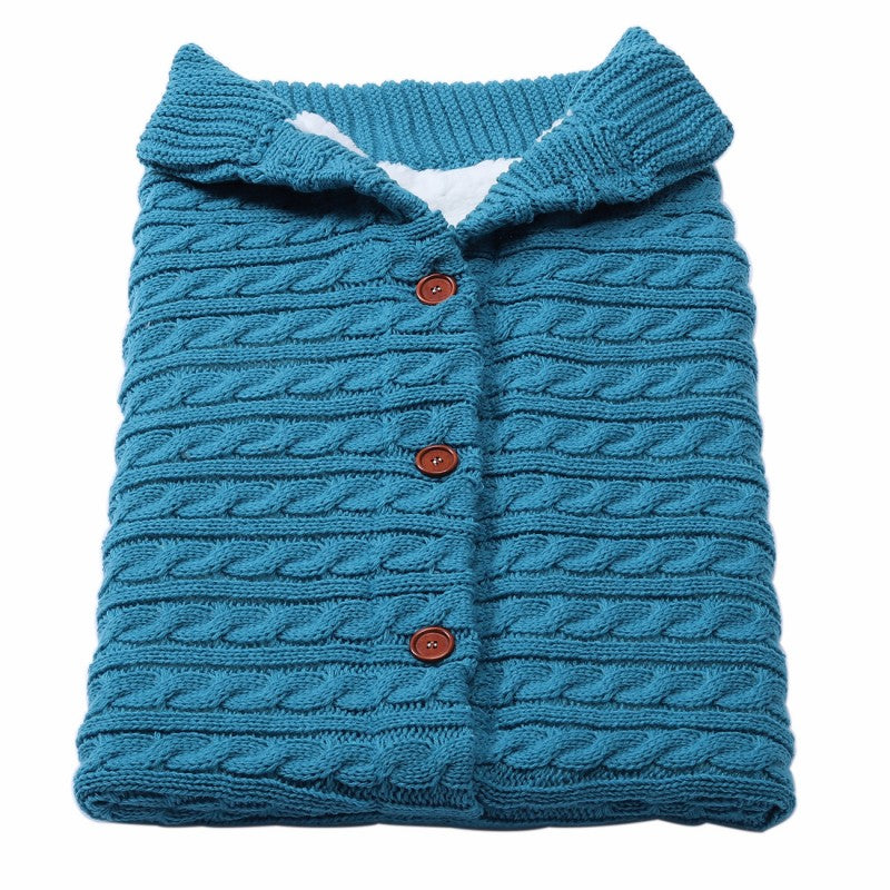 Baby Button Knitted Stroller Sleeping Bag