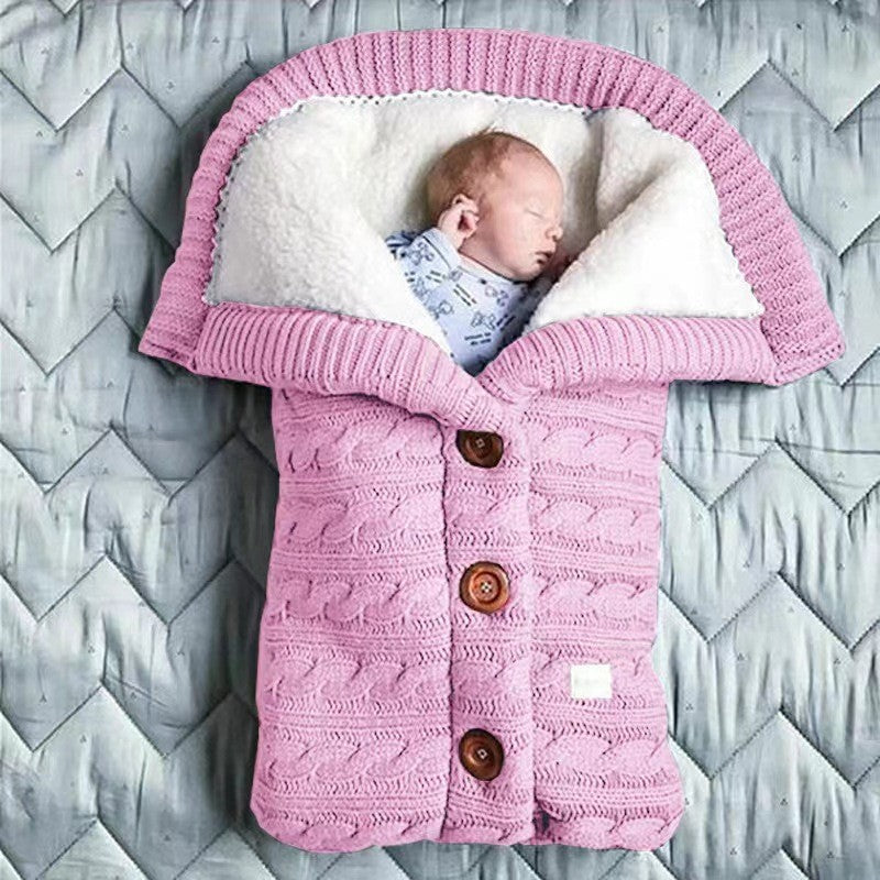 Baby Button Knitted Stroller Sleeping Bag