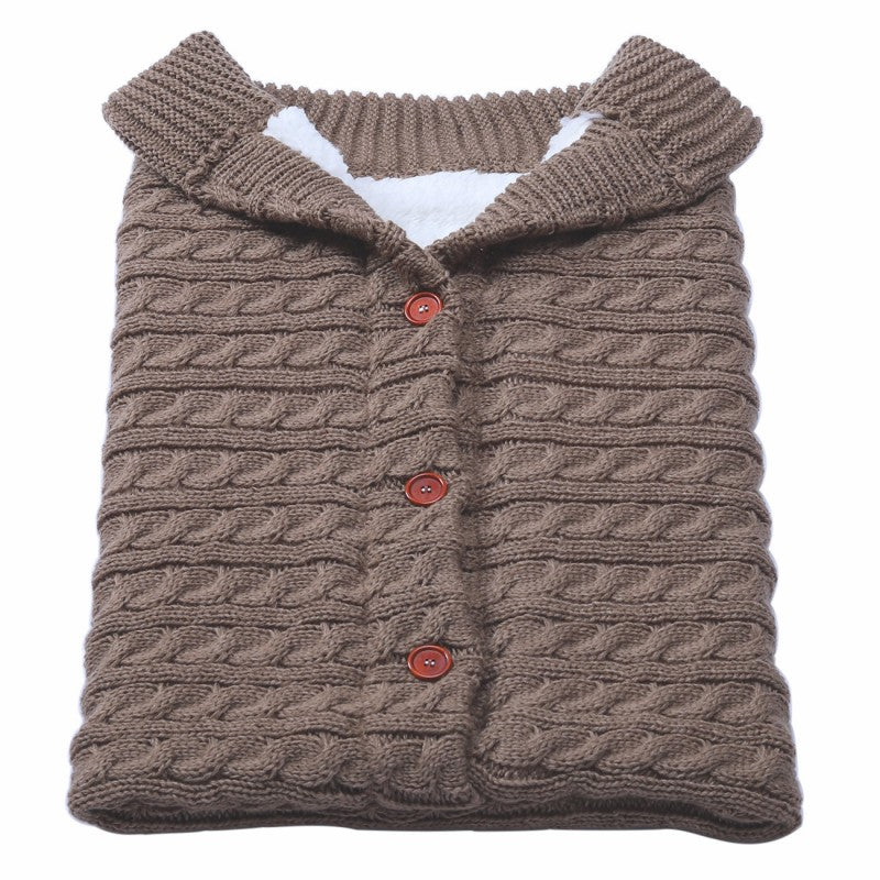 Baby Button Knitted Stroller Sleeping Bag