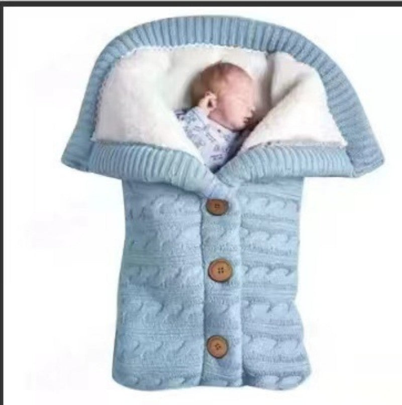 Baby Button Knitted Stroller Sleeping Bag