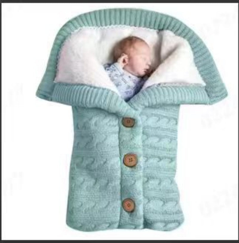 Baby Button Knitted Stroller Sleeping Bag