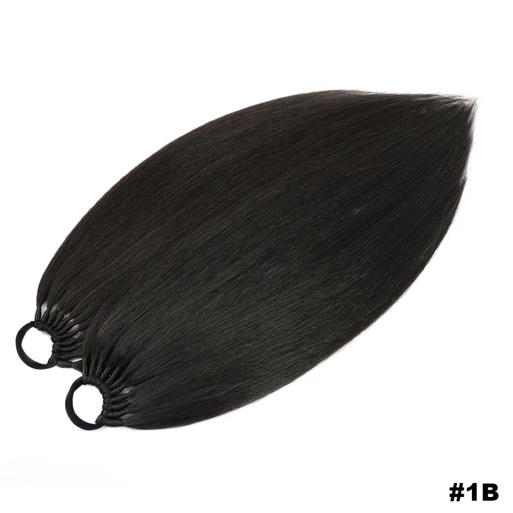 High temperature silk 24inch long rubber band straight ponytail braid