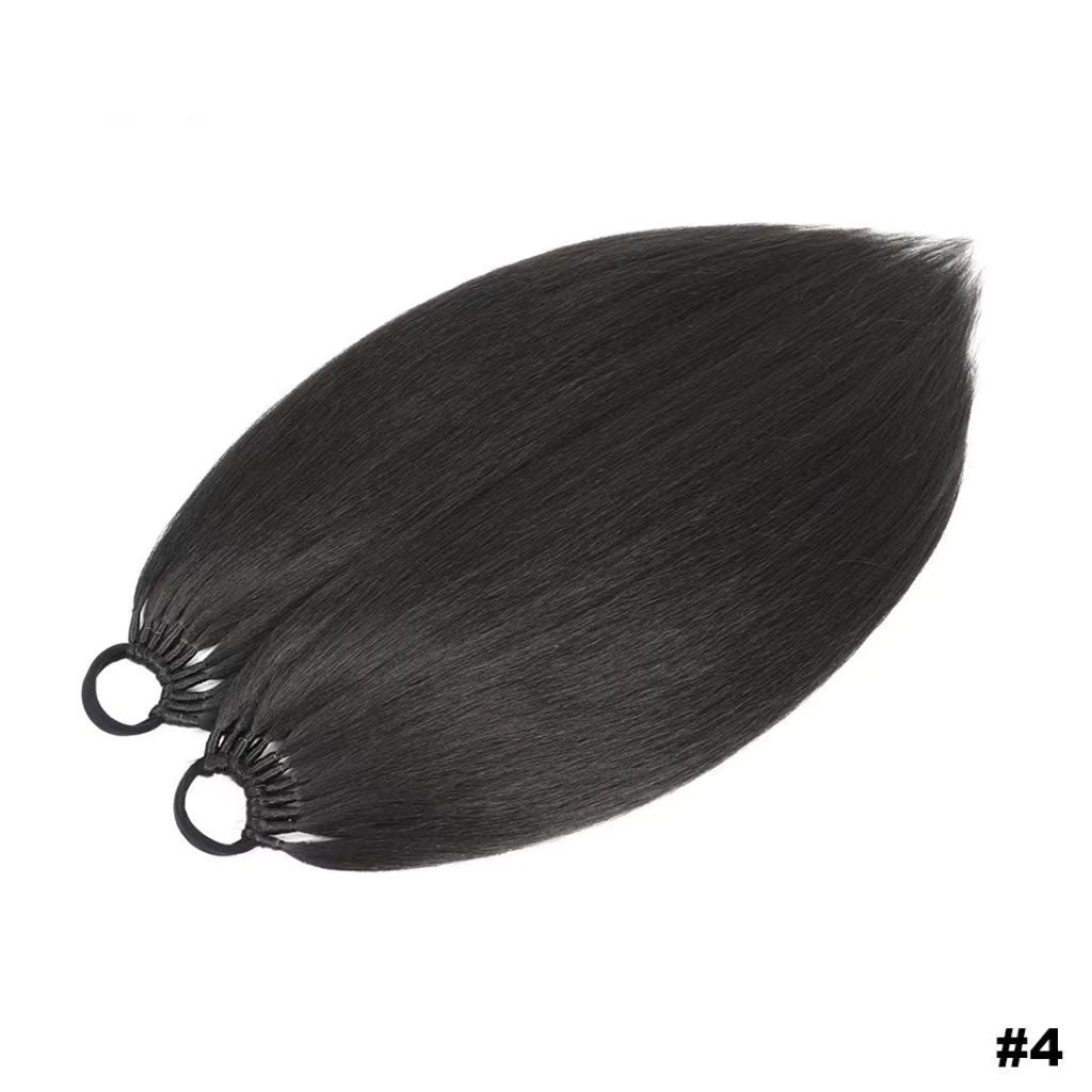 High temperature silk 24inch long rubber band straight ponytail braid