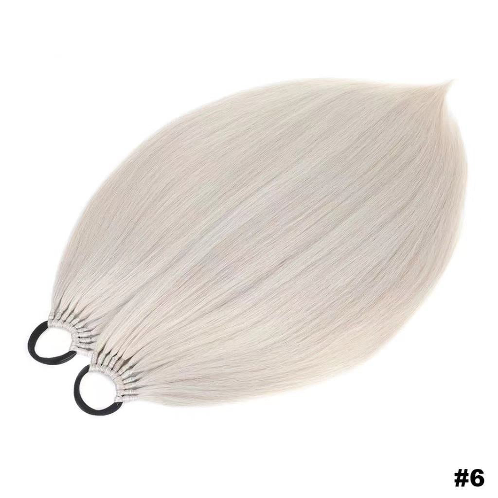 High temperature silk 24inch long rubber band straight ponytail braid