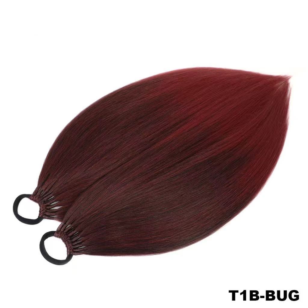 High temperature silk 24inch long rubber band straight ponytail braid